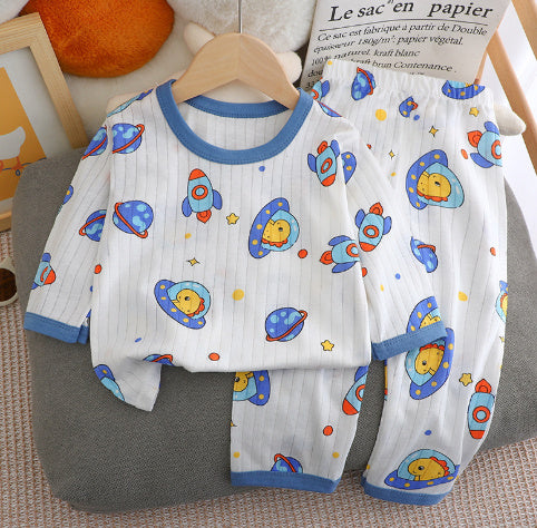 Summer New Children's Loungewear Boys Air Conditioning Clothes Korean Girls Cotton Thin Suit Baby Pajamas