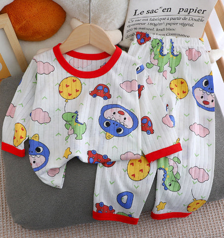 Summer New Children's Loungewear Boys Air Conditioning Clothes Korean Girls Cotton Thin Suit Baby Pajamas